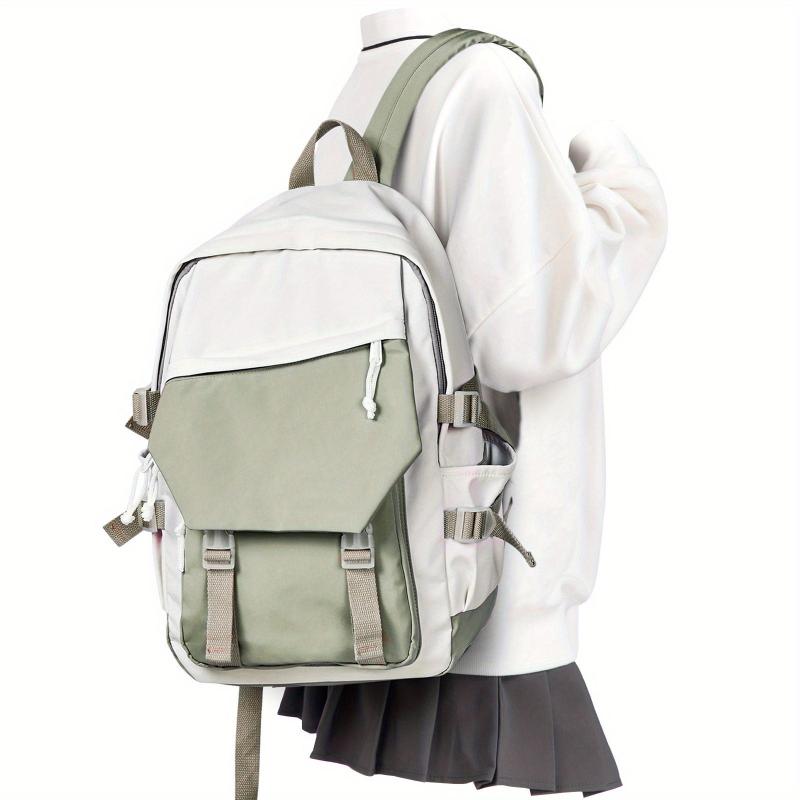 Colorblock Zipper Backpack for School with Large Capacity Storage