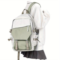 Colorblock Zipper Backpack for School with Large Capacity Storage