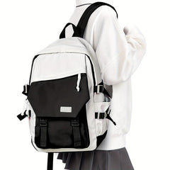 Colorblock Zipper Backpack for School with Large Capacity Storage