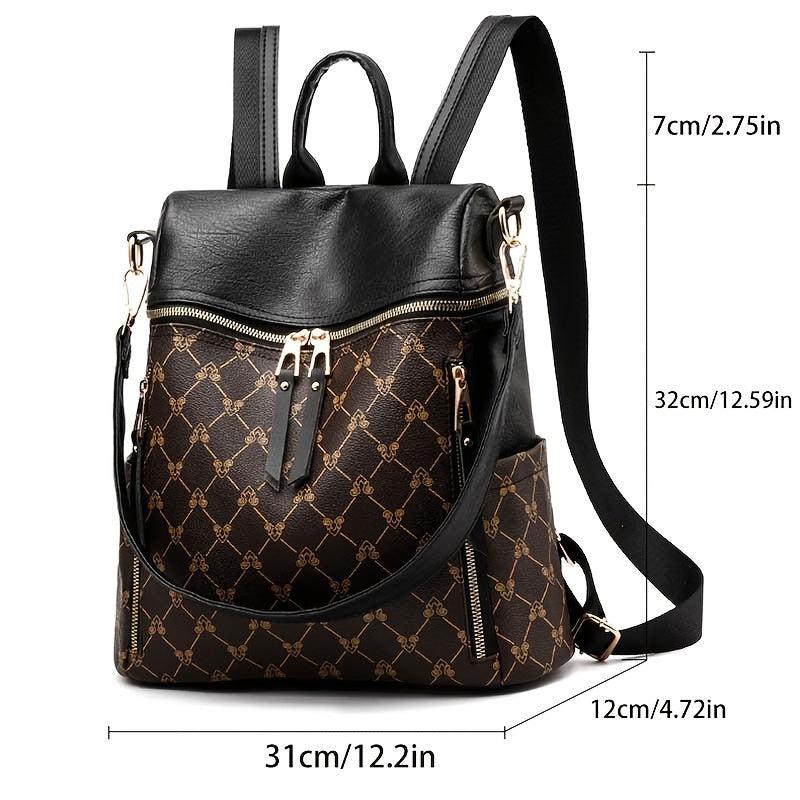 Geometric Print Backpack Purse Shoulder Bag Anti-theft Schoolbag