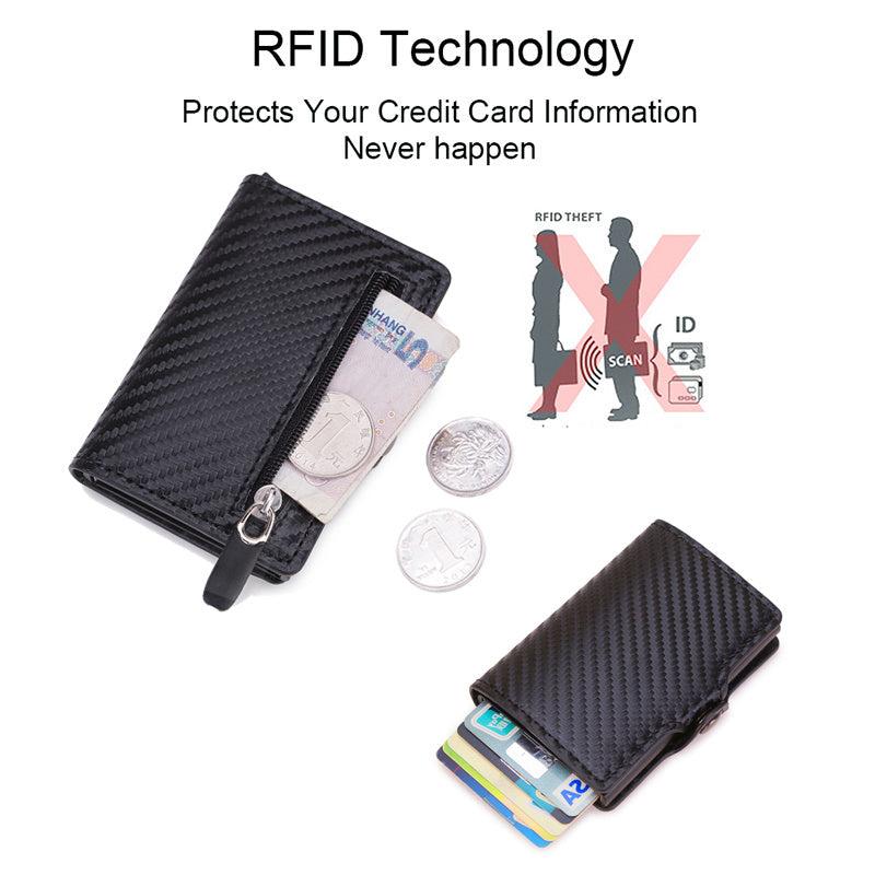 Men's Wallets Pop Up Card Holder Carbon Fiber RFID Blocking Money Bag