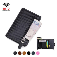 Men's Wallets Pop Up Card Holder Carbon Fiber RFID Blocking Money Bag