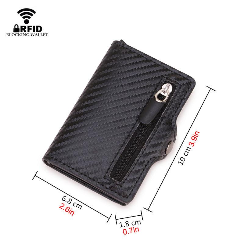 Men's Wallets Pop Up Card Holder Carbon Fiber RFID Blocking Money Bag