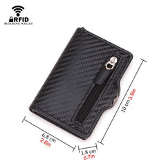 Men's Wallets Pop Up Card Holder Carbon Fiber RFID Blocking Money Bag