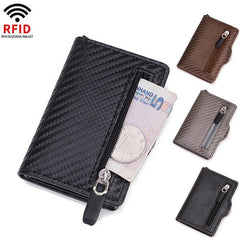 Men's Wallets Pop Up Card Holder Carbon Fiber RFID Blocking Money Bag
