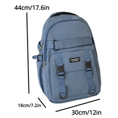 Preppy School Bag Solid Zipper Back To School Daypack
