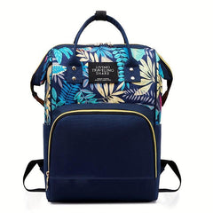 Leaf Print Diaper Bag Top Handle Mommy Backpack Casual Travel Daypack