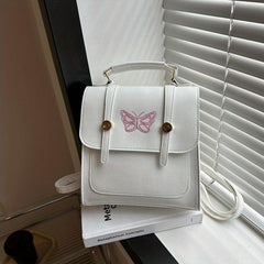 Butterfly Embroidery Flap Backpack Y2K Crossbody Bag