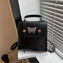 Butterfly Embroidery Flap Backpack Y2K Crossbody Bag