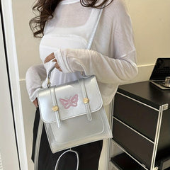 Butterfly Embroidery Flap Backpack Y2K Crossbody Bag