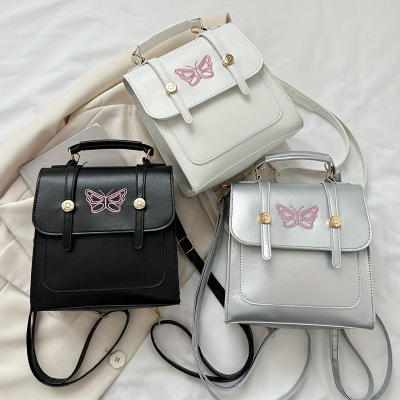 Butterfly Embroidery Flap Backpack Y2K Crossbody Bag
