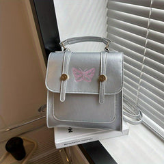 Butterfly Embroidery Flap Backpack Y2K Crossbody Bag