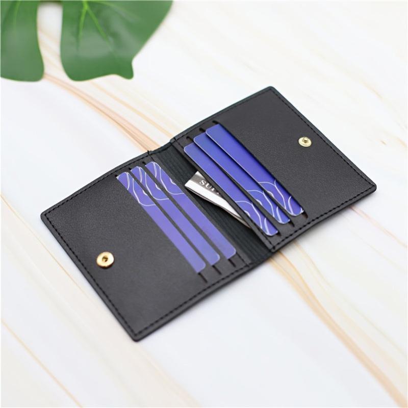 Leather Card Holder Credit Card Case With 6 Card Slots & 2 Big Position