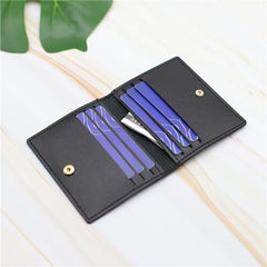 Leather Card Holder Credit Card Case With 6 Card Slots & 2 Big Position