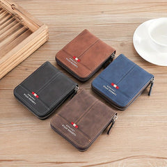 Men's Zipper Leather Short Wallet Money Clip Card Holder Gift