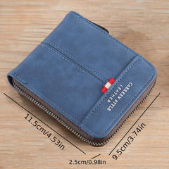 Men's Zipper Leather Short Wallet Money Clip Card Holder Gift