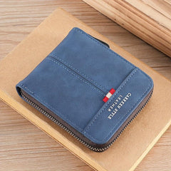 Men's Zipper Leather Short Wallet Money Clip Card Holder Gift