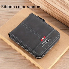 Men's Zipper Leather Short Wallet Money Clip Card Holder Gift