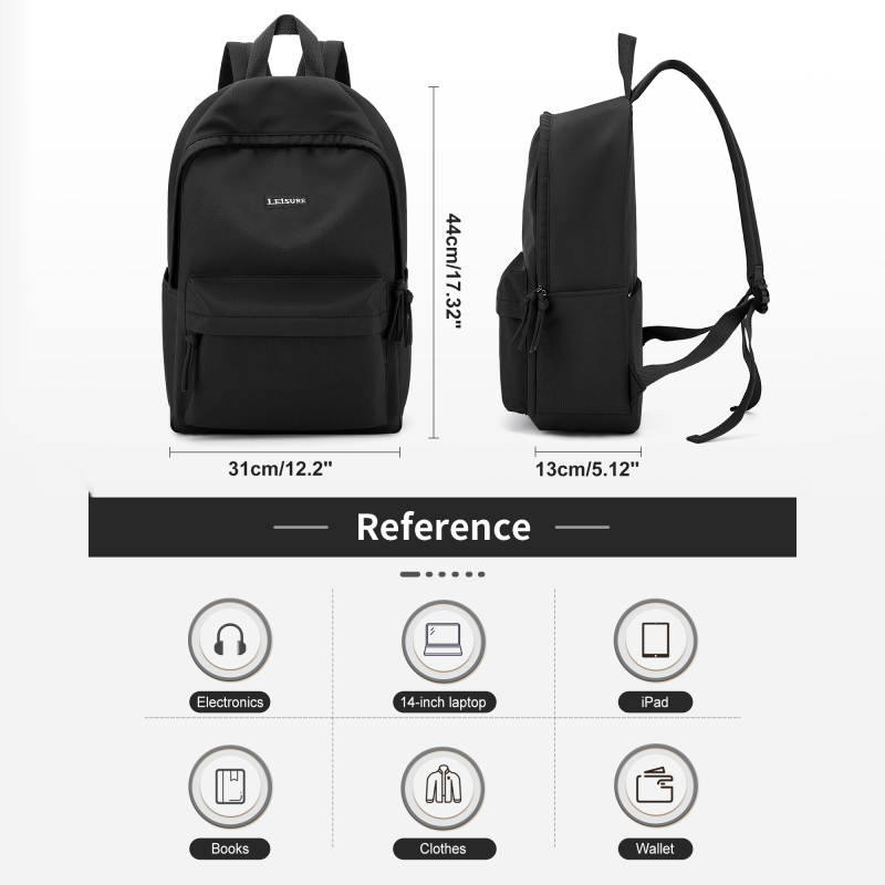 Casual Nylon Laptop Backpack Preppy Style Schoolbag Large Capacity