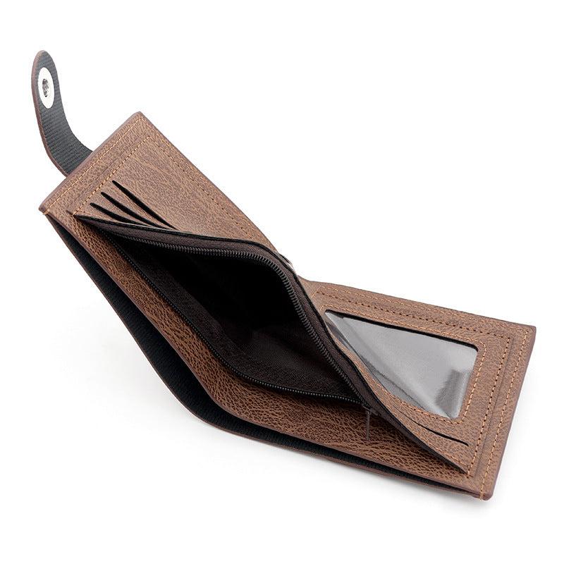 Men's Leather Short Wallet Money Clip Card Holder