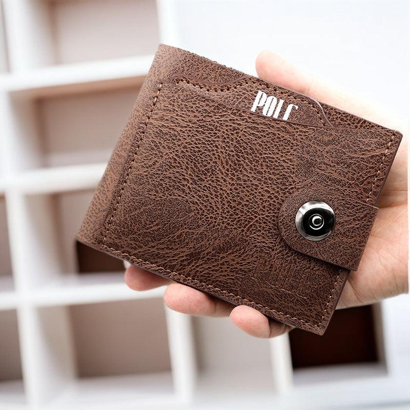 Men's Leather Short Wallet Money Clip Card Holder