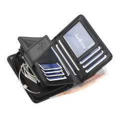 Men's Zipper Card Holder Short Wallet Leather Large Capacity Card Holder