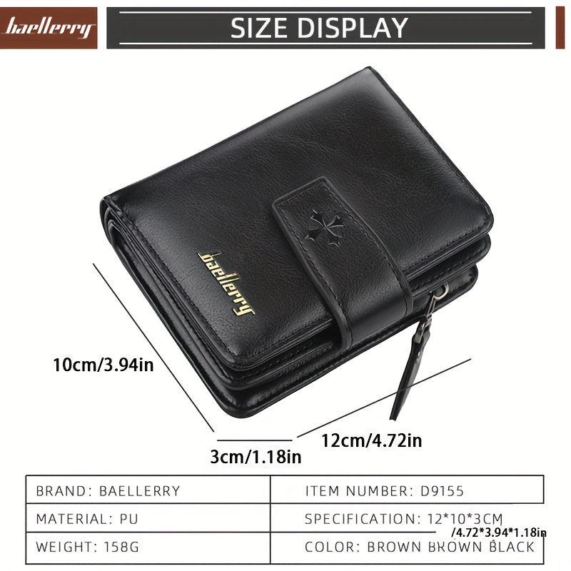 Men's Zipper Card Holder Short Wallet Leather Large Capacity Card Holder