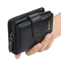 Men's Zipper Card Holder Short Wallet Leather Large Capacity Card Holder