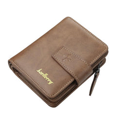 Men's Zipper Card Holder Short Wallet Leather Large Capacity Card Holder