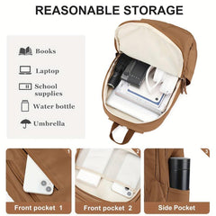 Minimalist Solid Backpack For School Preppy Daypack