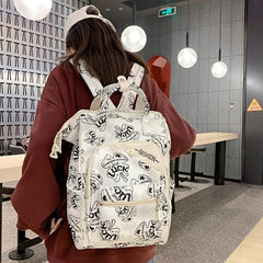 Luck Print Tote Backpack Large Capacity School Bag
