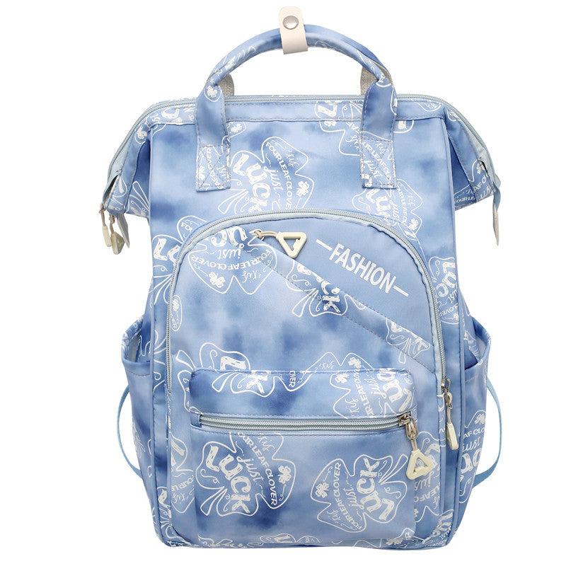 Luck Print Tote Backpack Large Capacity School Bag