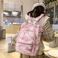 Luck Print Tote Backpack Large Capacity School Bag