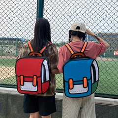 2D Anime Backpack Cartoon Drawing Schoolbag For Teenager Girls Boys