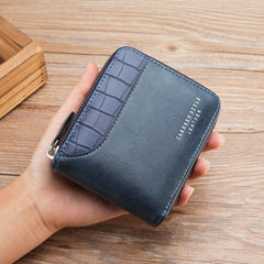 Men's Zipper Card Holder Short Wallet Money Clip Leather Large Capacity
