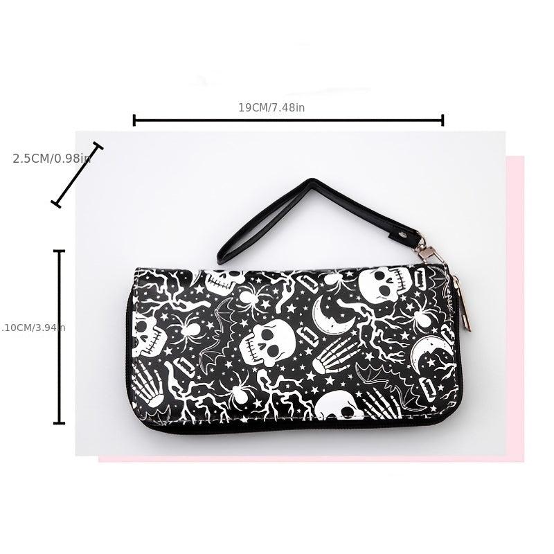Halloween Skull Wallet Clutch Bag Multi Card Holder Horror Night Purse