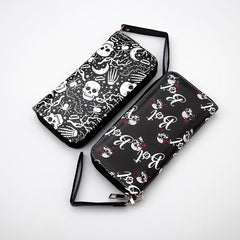 Halloween Skull Wallet Clutch Bag Multi Card Holder Horror Night Purse