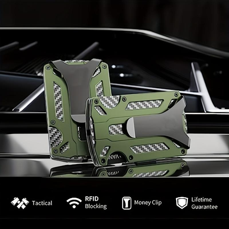 Men's Slim Wallet RFID Blocking Credit Card Holder Aluminum Alloy Money Clip