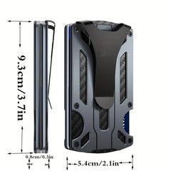 Men's Slim Wallet RFID Blocking Credit Card Holder Aluminum Alloy Money Clip