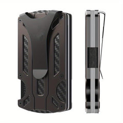 Men's Slim Wallet RFID Blocking Credit Card Holder Aluminum Alloy Money Clip
