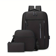 Colorblock Storage Bag Sets Business Backpack & Crossbody Bag & Clutch