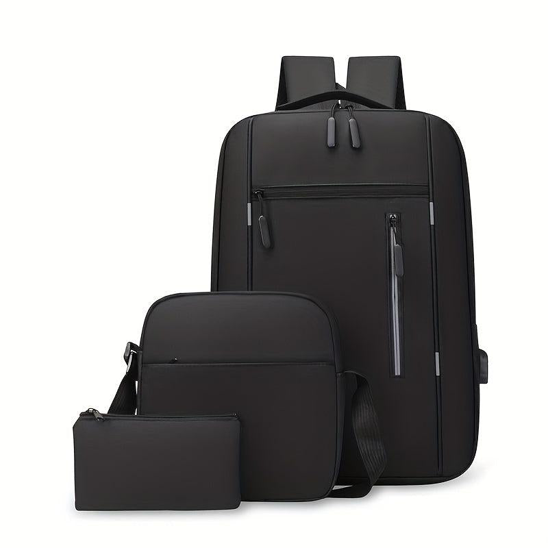 Colorblock Storage Bag Sets Business Backpack & Crossbody Bag & Clutch