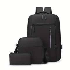 Colorblock Storage Bag Sets Business Backpack & Crossbody Bag & Clutch