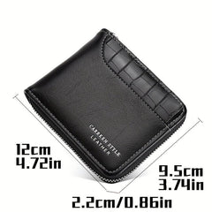 Men's Zipper Card Holder Short Wallet Leather Large Capacity Card Holder Vintage