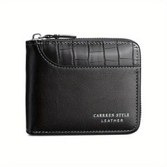 Men's Zipper Card Holder Short Wallet Leather Large Capacity Card Holder Vintage
