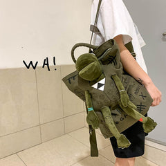 Funny Frog Backpack Large Capacity Casual Storage Rucksack