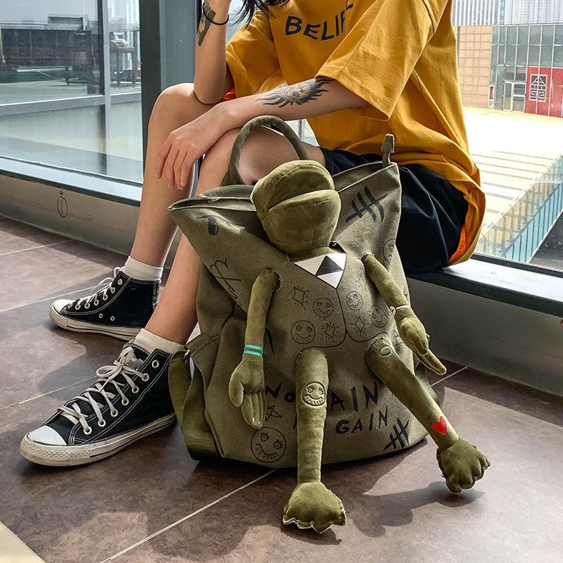 Funny Frog Backpack Large Capacity Casual Storage Rucksack