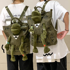 Funny Frog Backpack Large Capacity Casual Storage Rucksack