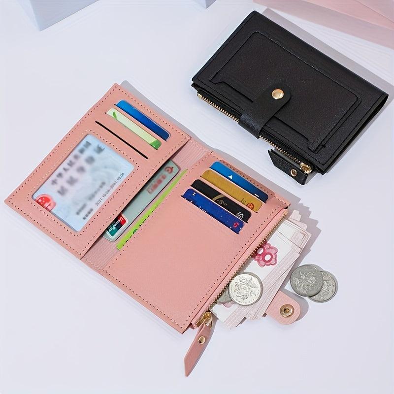 Zipper Bifold Wallet Mini card Holder Zipper Coin Purse