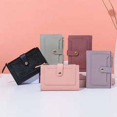 Zipper Bifold Wallet Mini card Holder Zipper Coin Purse